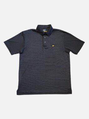 Jack Nicklaus Mens Golf Polo Size Medium Short Sleeve Black + White Stripes Logo